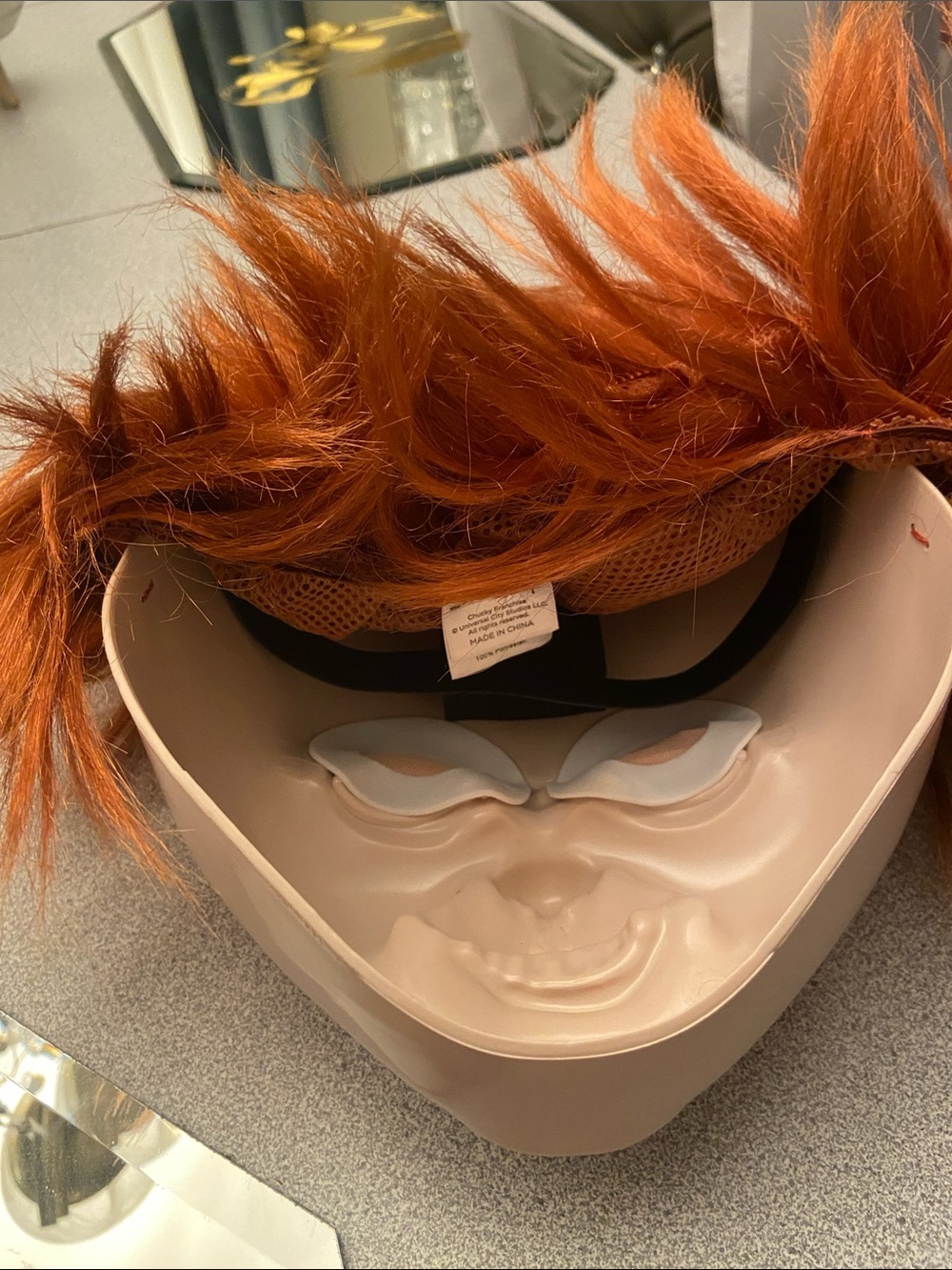 Spirit Chucky Mask with Bright Orange Hair and Pale Face - Picture 4 of 4